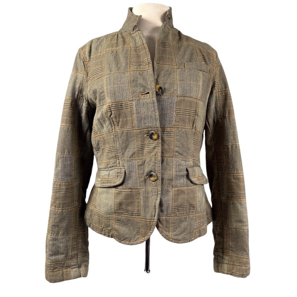 GAP Women's Plaid Blazer Jacket in Tan and Brown